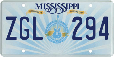 MS license plate ZGL294