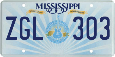 MS license plate ZGL303