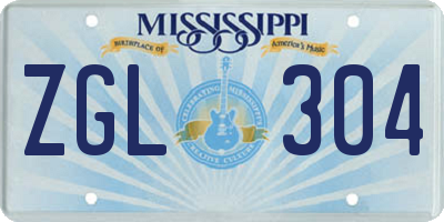 MS license plate ZGL304