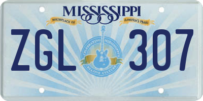 MS license plate ZGL307