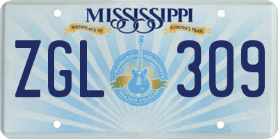 MS license plate ZGL309