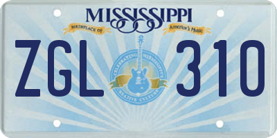 MS license plate ZGL310