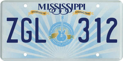MS license plate ZGL312