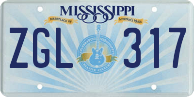 MS license plate ZGL317