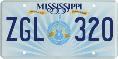 MS license plate ZGL320