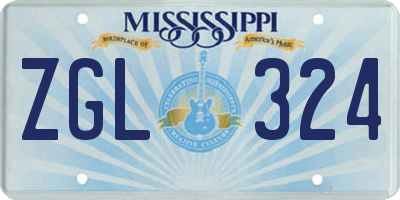 MS license plate ZGL324