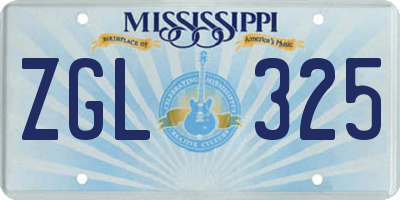 MS license plate ZGL325