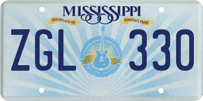 MS license plate ZGL330