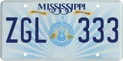 MS license plate ZGL333