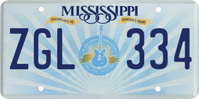 MS license plate ZGL334