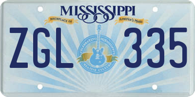 MS license plate ZGL335