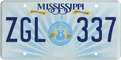 MS license plate ZGL337