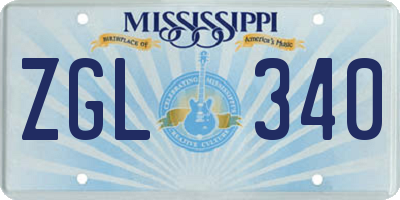 MS license plate ZGL340