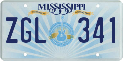 MS license plate ZGL341