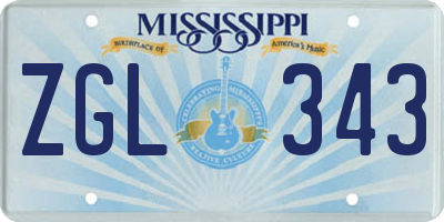 MS license plate ZGL343