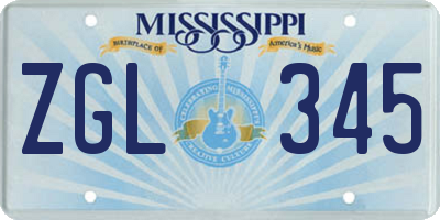 MS license plate ZGL345