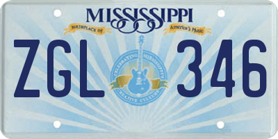 MS license plate ZGL346