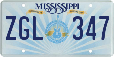 MS license plate ZGL347
