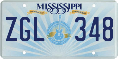 MS license plate ZGL348