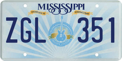 MS license plate ZGL351