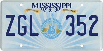 MS license plate ZGL352