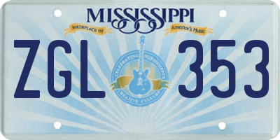 MS license plate ZGL353