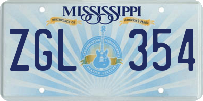 MS license plate ZGL354