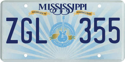 MS license plate ZGL355