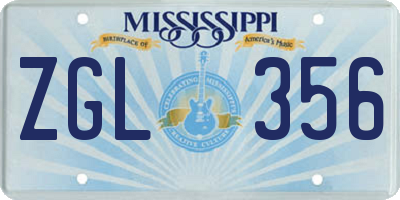 MS license plate ZGL356