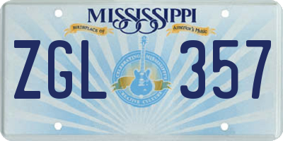 MS license plate ZGL357
