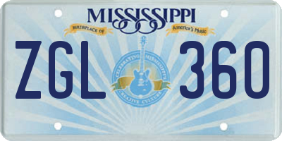 MS license plate ZGL360