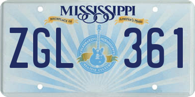 MS license plate ZGL361