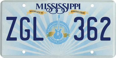 MS license plate ZGL362