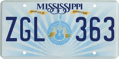MS license plate ZGL363