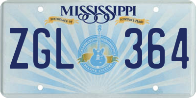 MS license plate ZGL364