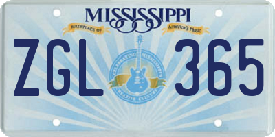 MS license plate ZGL365