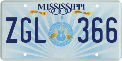 MS license plate ZGL366