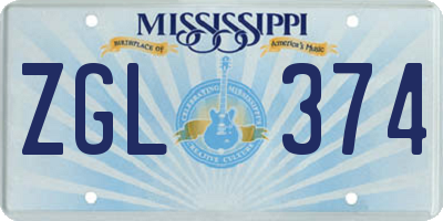 MS license plate ZGL374