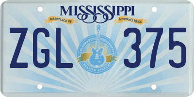 MS license plate ZGL375
