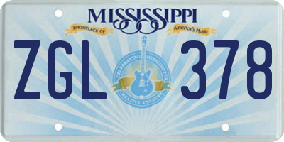 MS license plate ZGL378