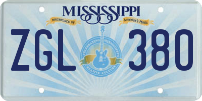 MS license plate ZGL380