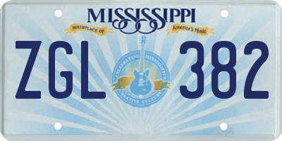 MS license plate ZGL382