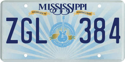 MS license plate ZGL384