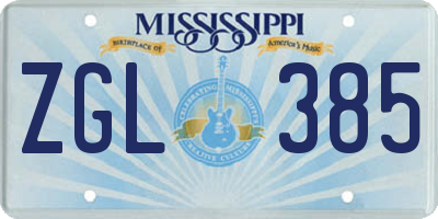 MS license plate ZGL385