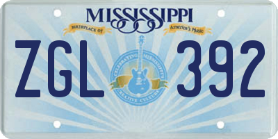 MS license plate ZGL392