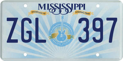MS license plate ZGL397
