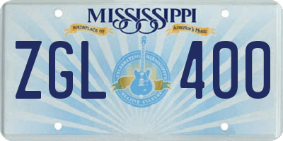 MS license plate ZGL400