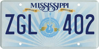 MS license plate ZGL402