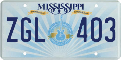 MS license plate ZGL403