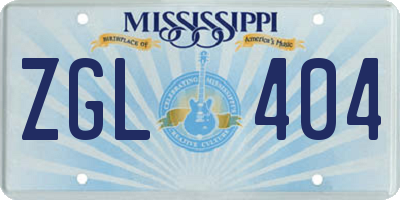 MS license plate ZGL404